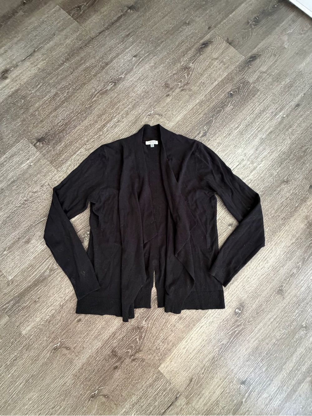 Essentials Black Open-Front Knit Cardigan